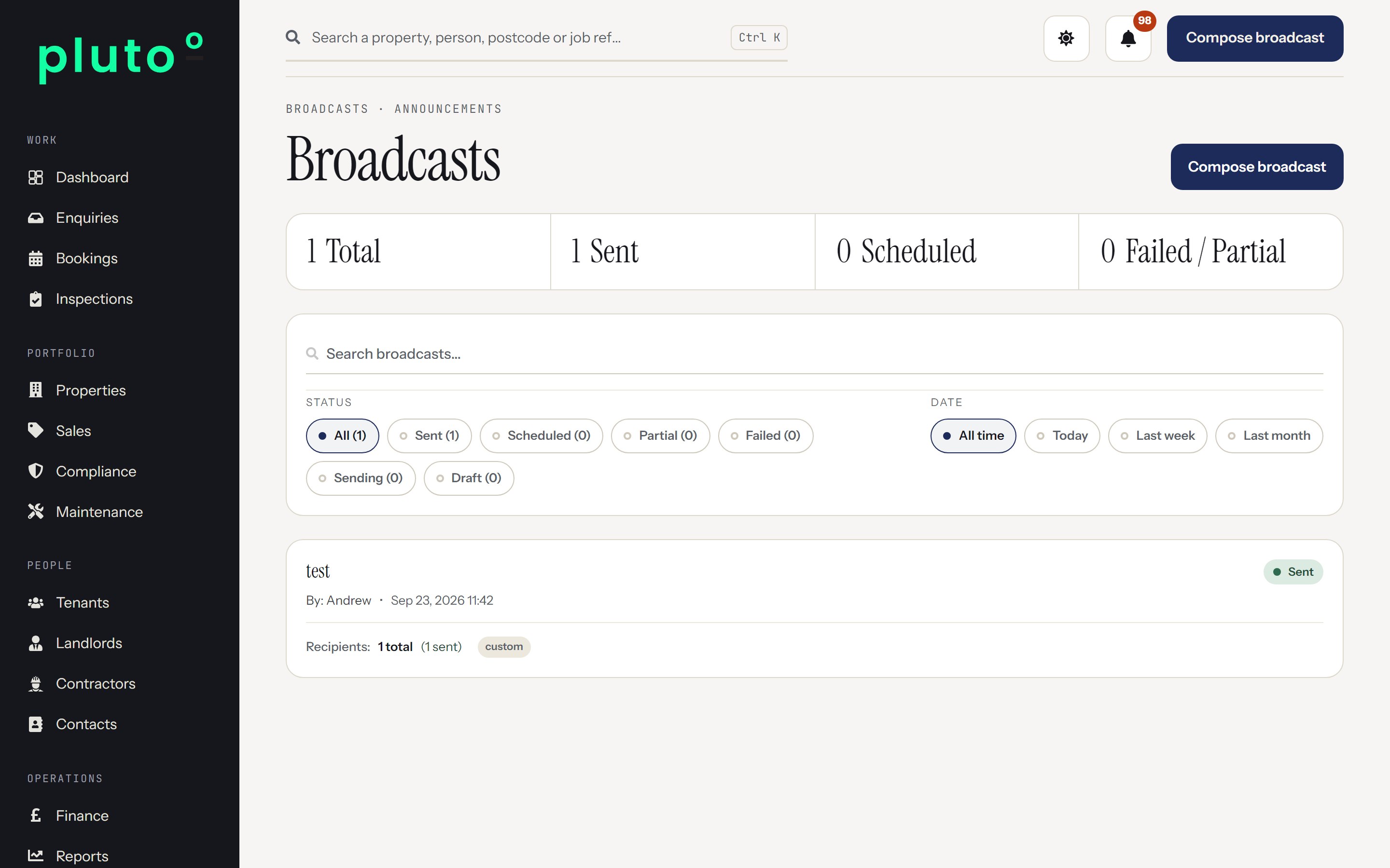 Compose broadcast in Plutoo Comet