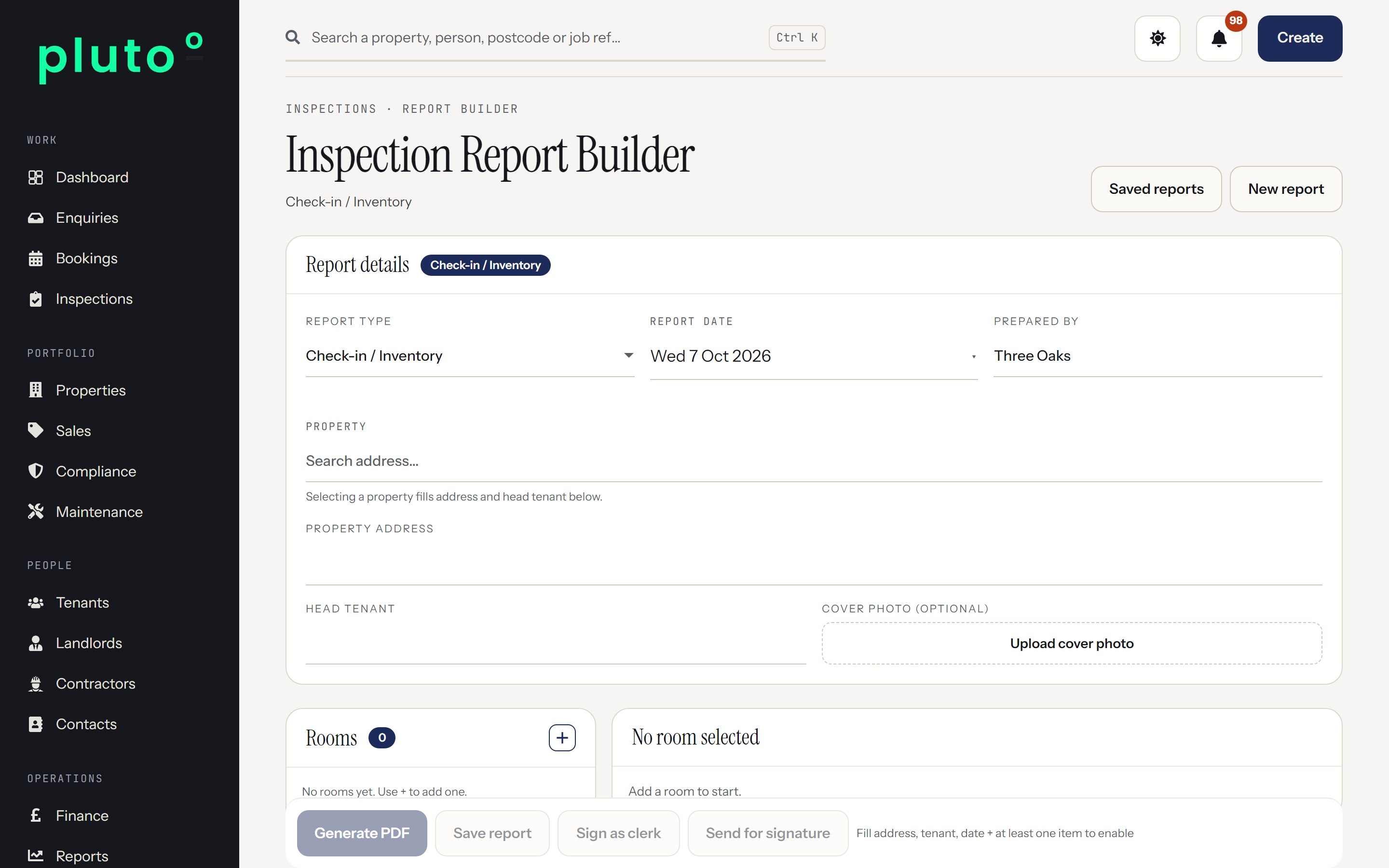 Inspection Report Builder in Plutoo Comet